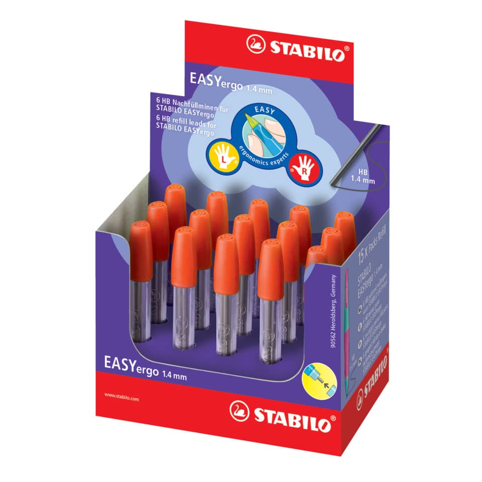 Kunststoffhülse, Bleistiftbleistifte, HB 1,4 mm, Ersatzspitzen, Stabilo Easy ergo
