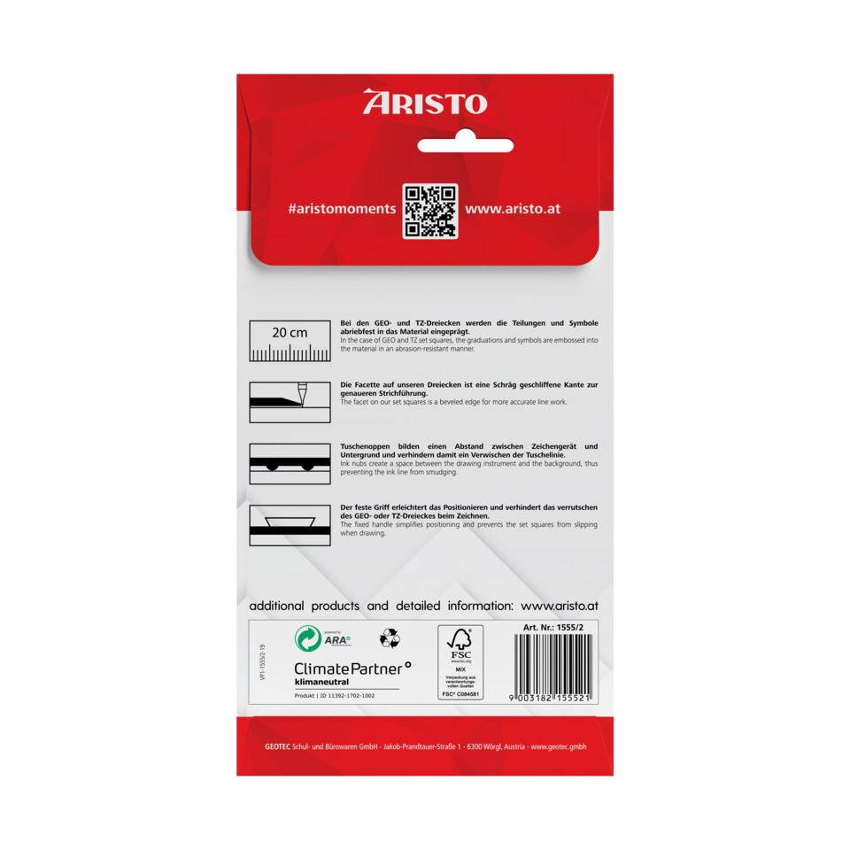 rotverpackung, geometrische muster, rückseite anleitung, aristo, strichcode