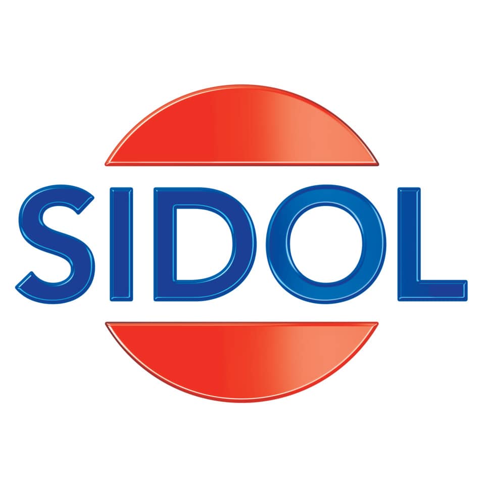 logo, sidol, marke logo, blau buchstaben, rote halbbögen