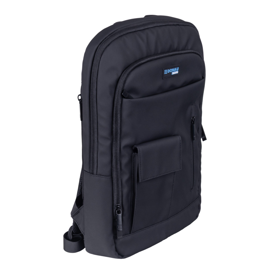 Rucksack, Schultertasche, Fronttasche, Nylon, Schwarz