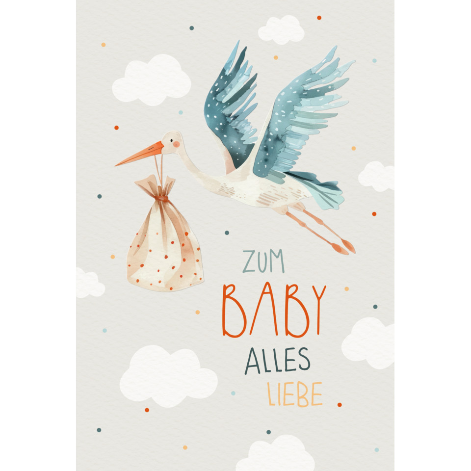 kinderkarte, geburt,  babygeschenk, storch, geschenkpäckchen