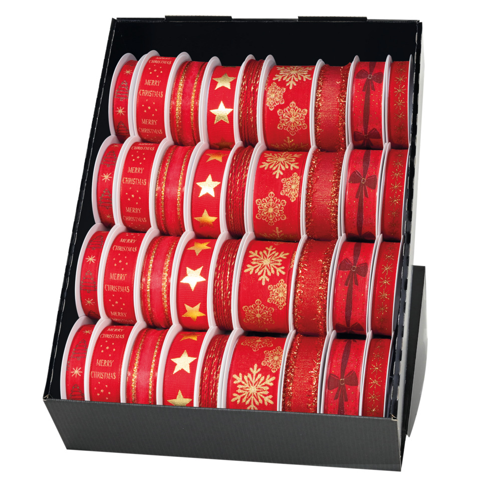 Schleifenband, Tape-Ribbon, Weihnachtsband, Rot, Sparkle-Schmuckband