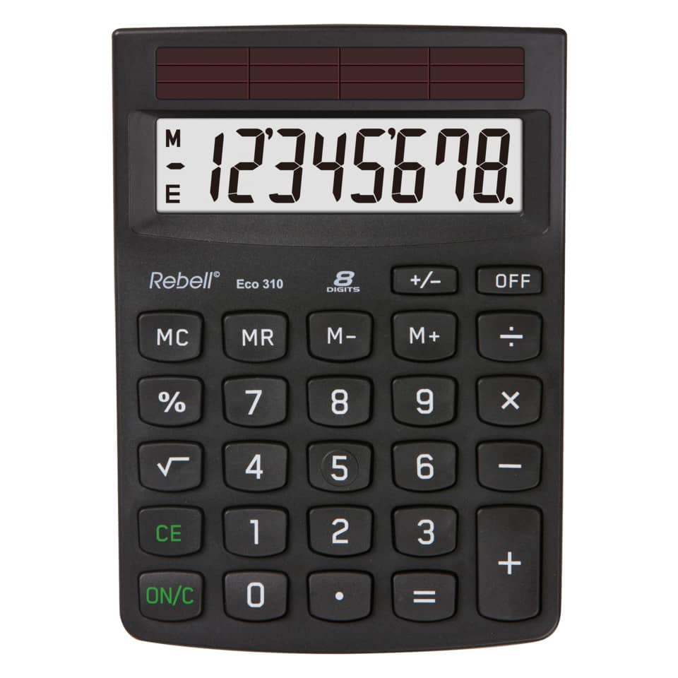Taschenrechner, 8 Digits, Solarzelle, LED-Anzeige, Großes Display