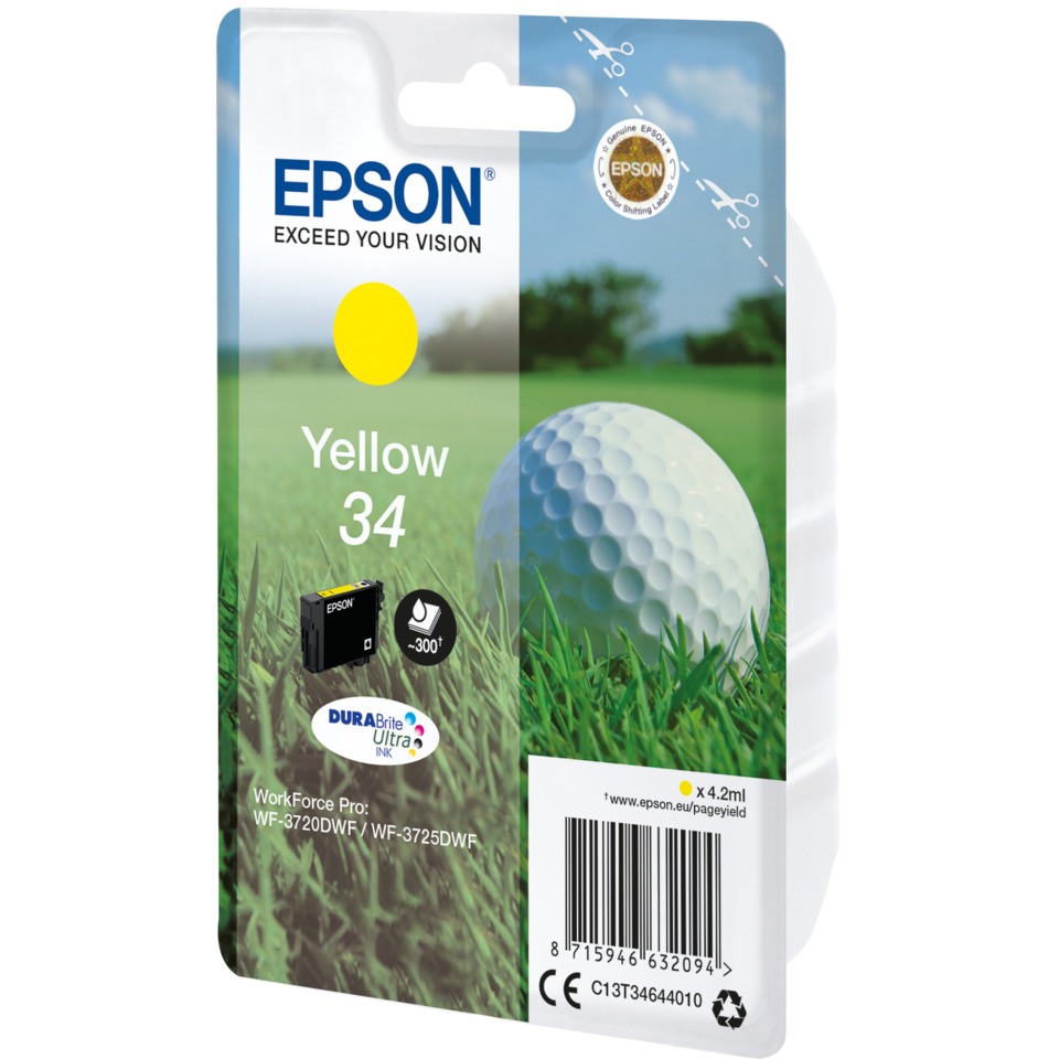 Golfball, Gelb, Druckerpatrone, Epson, Golf, gelb, 34, tintenpatrone, Epson, DURABrite Ultra Ink