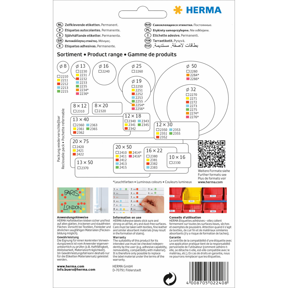 etiketten, Klebeband, Verpackungsetiketten, Herma, Haftetikett