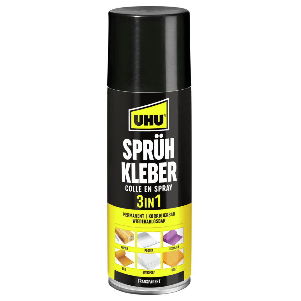Sprühkleber, Kleber-Spray, 3in1, Transparent, UHU