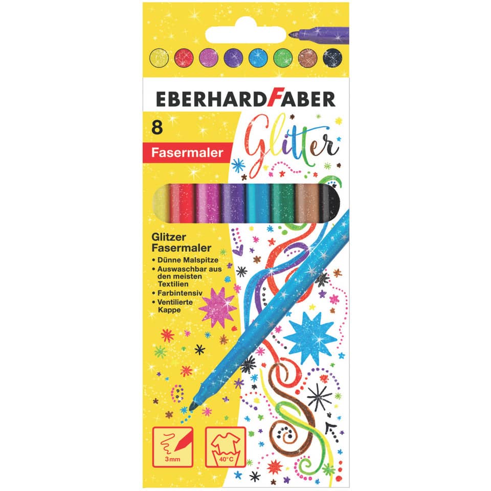 Faserschreiberetui Glitzer, 8 Stück, sortiert EBERHARD FABER 551008