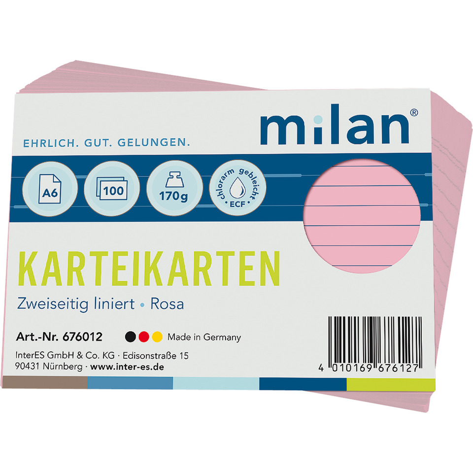 Karteikarten, Zweiseitig, Rosa, Linierte, A6