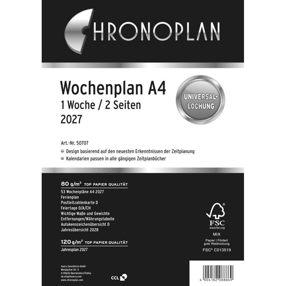 A4-Planer, wöchentlicher Planer, Kalender, Zeitplanung, FSC-Logo