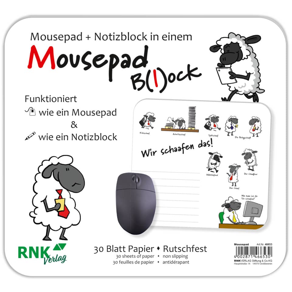 Mauspad, Notizblock, Rutschfest, Papier, Schmutzresistent