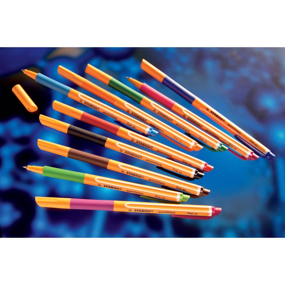 Markerstifte, Bunte Stifte, Feine Spitze, Orangene Deckel, Sortierte Farben