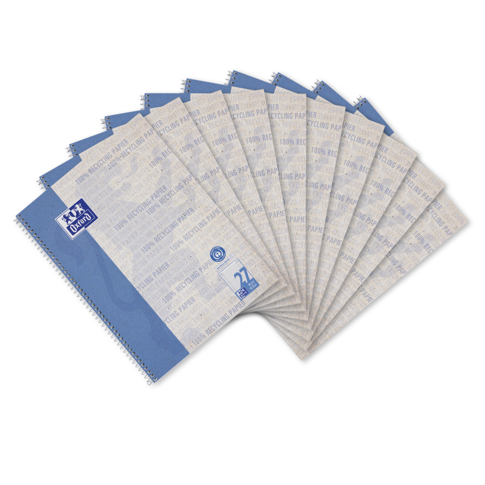 Notizbuch, Spiralbindung, Linierte Seiten, Blau, Recycling-Papier