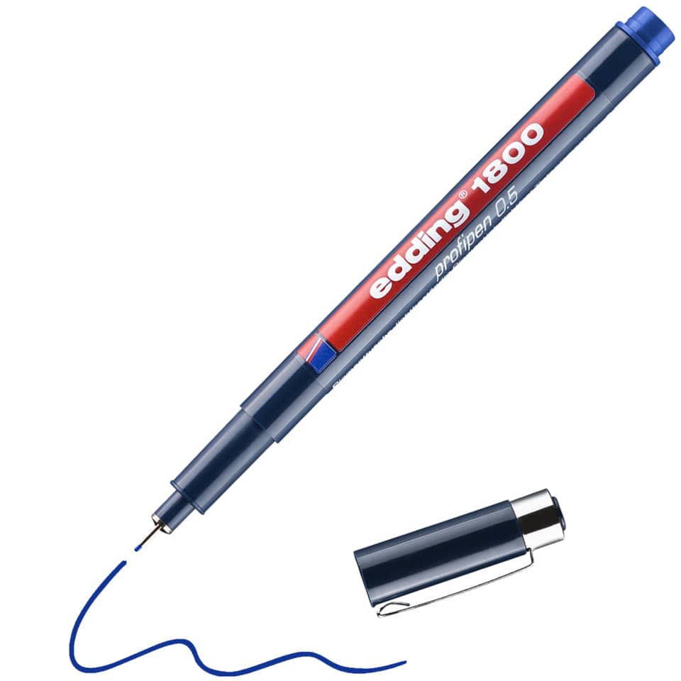Tintenstift, Pendstift, Technische Feder, Liner-Pen, Blau-rot