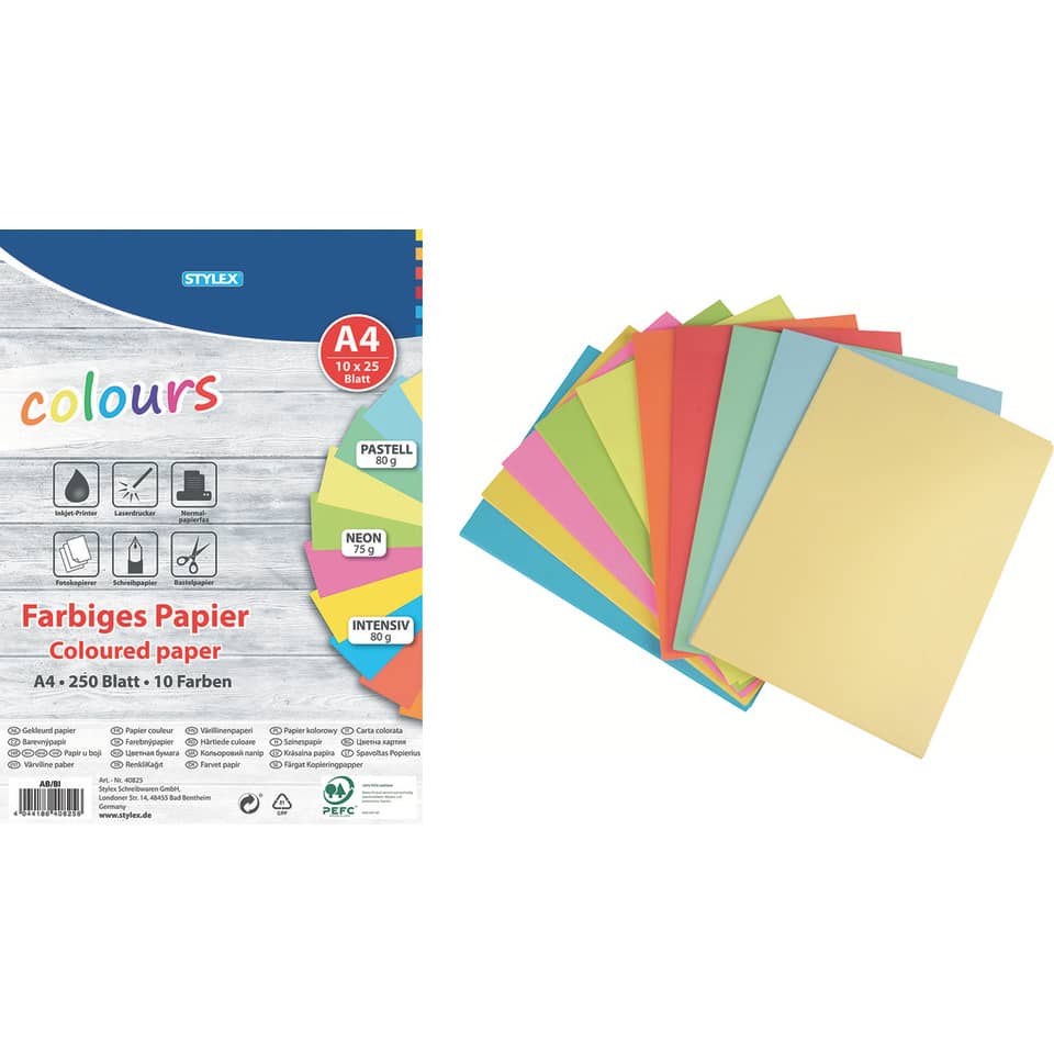A4 Papier, buntes Papier, Pastellfarben, bunte Blätter, Neonfarben