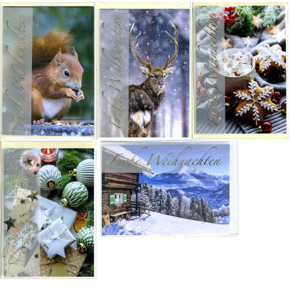 Schokolade, Weihnachtskarten, Winterlandschaft, Tiermotiv, Dekor