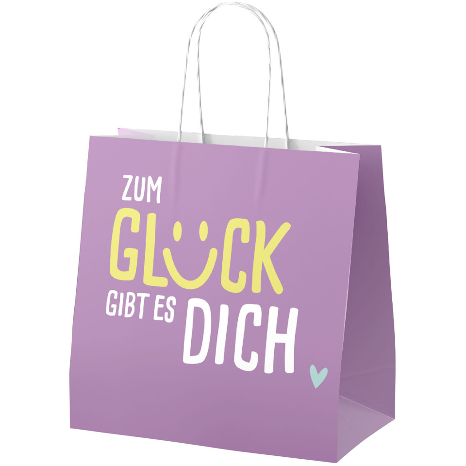 Tasche, Geschenkbeutel, Lila Farbtone, Spruch-Tasche, Herz-Design