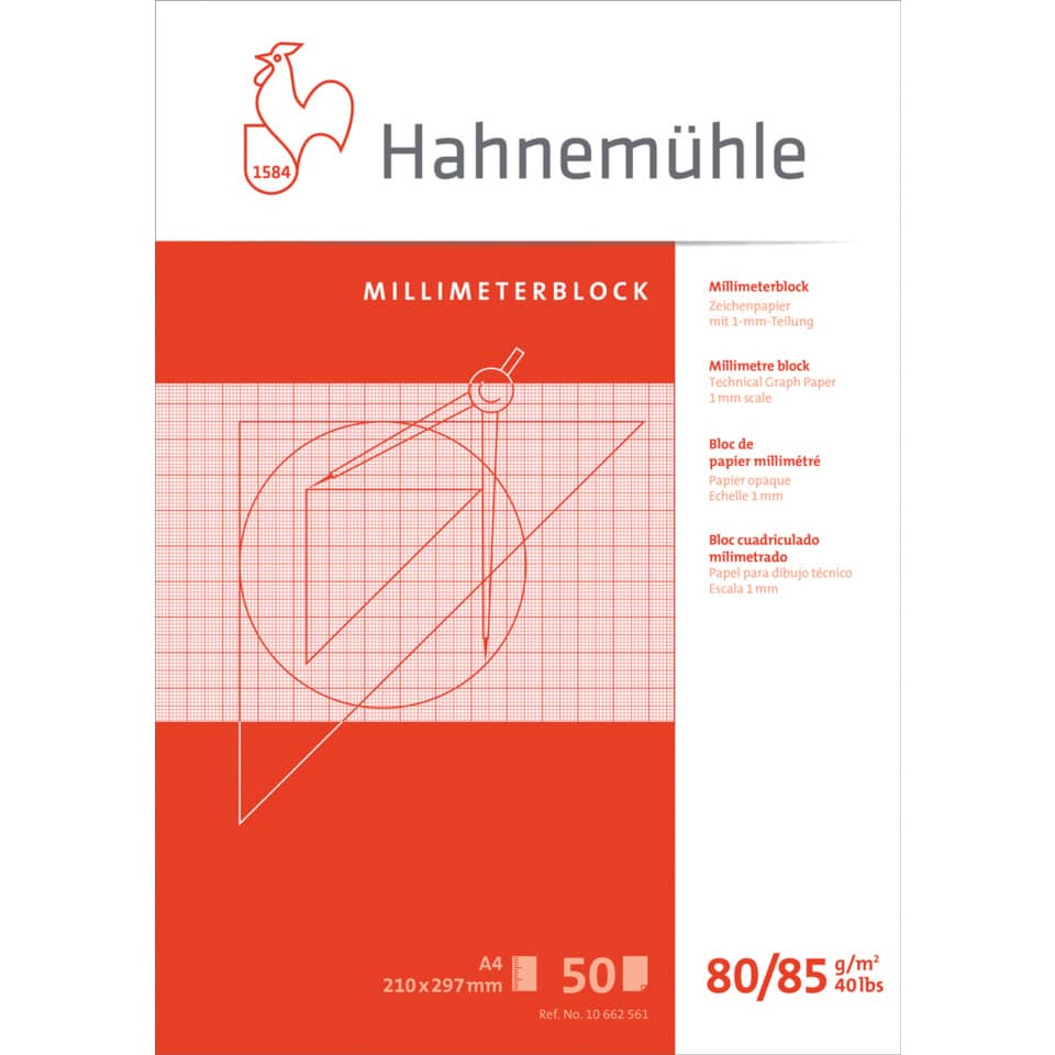 Millimeterblock, Millimetergitter, A4-Blatt, Rotes Rasterpapier, Technisches Papier