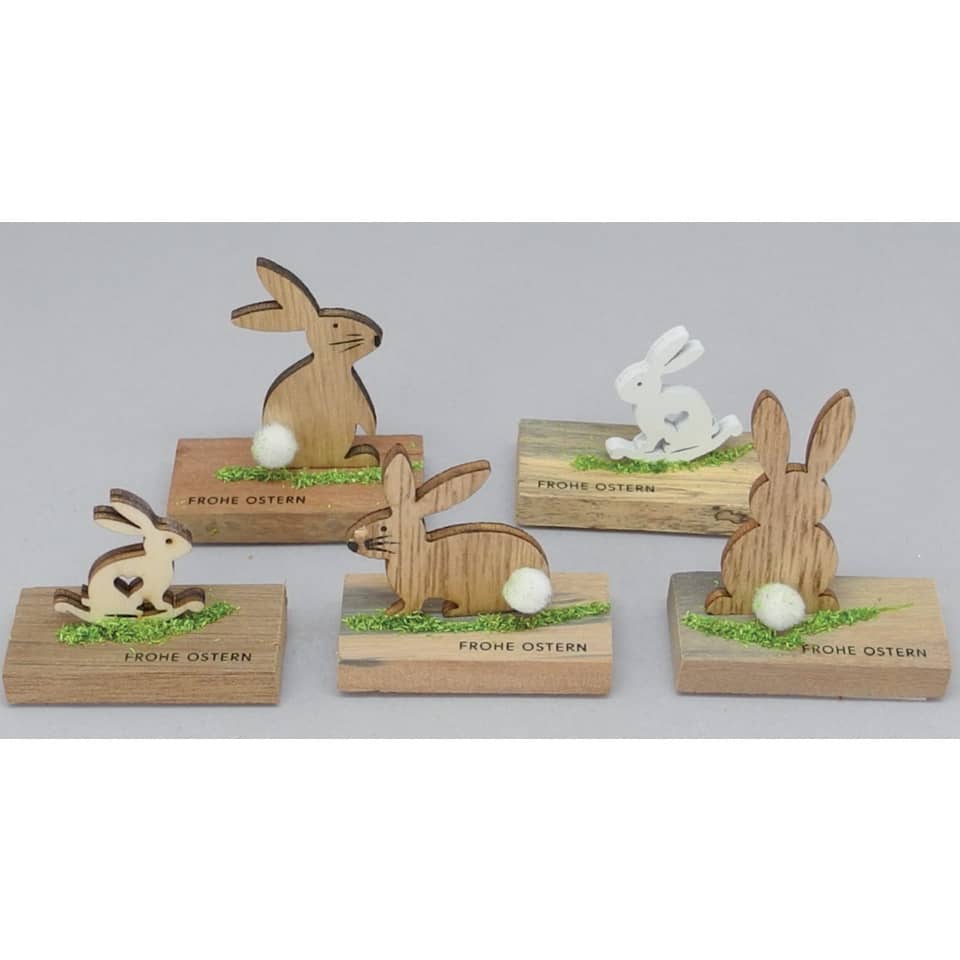 Holzdeko, Ostern, Häschen, Schnittfigur, Holzblock