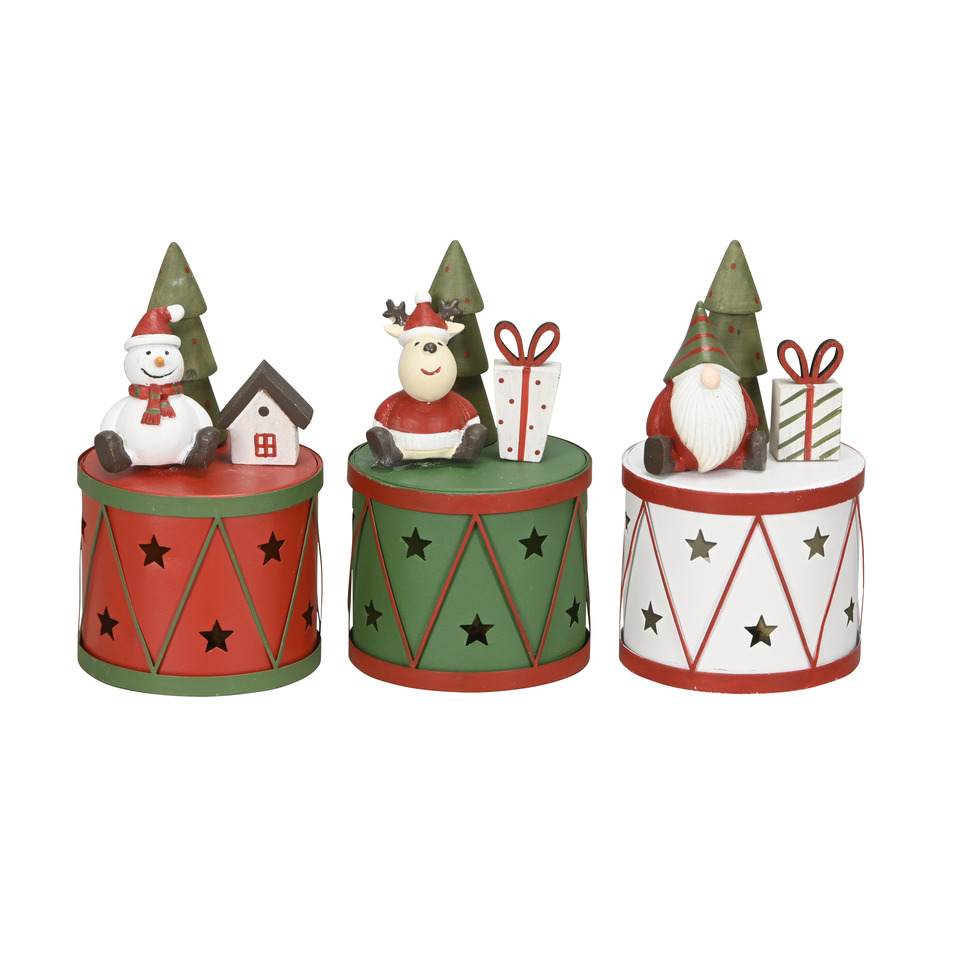 Weihnachtsdeko Trommel LED, 8 x 14,5 cm, Eisen, sortiert  671603000998