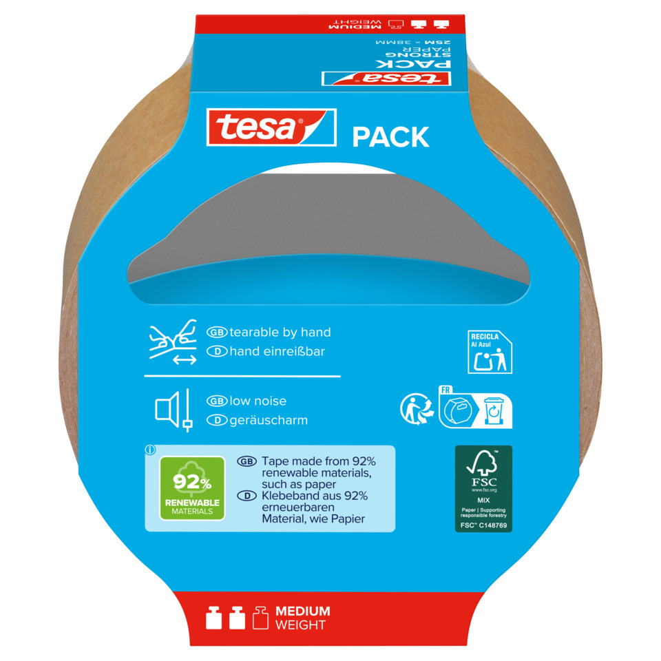 Klebeband, Recyclebar, rok, Medium Weight, Tesa Pack