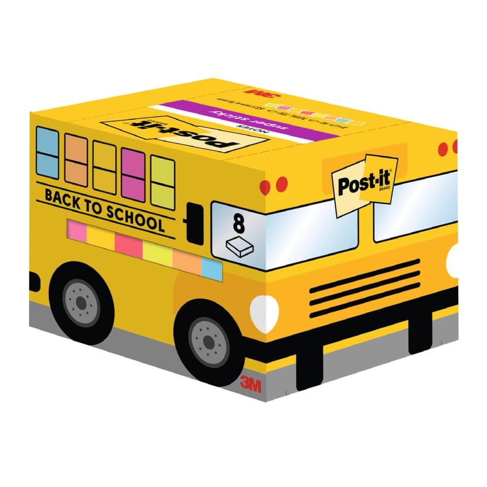 Schultasche, Back-to-School, Gelb, Schulbus, Post-it