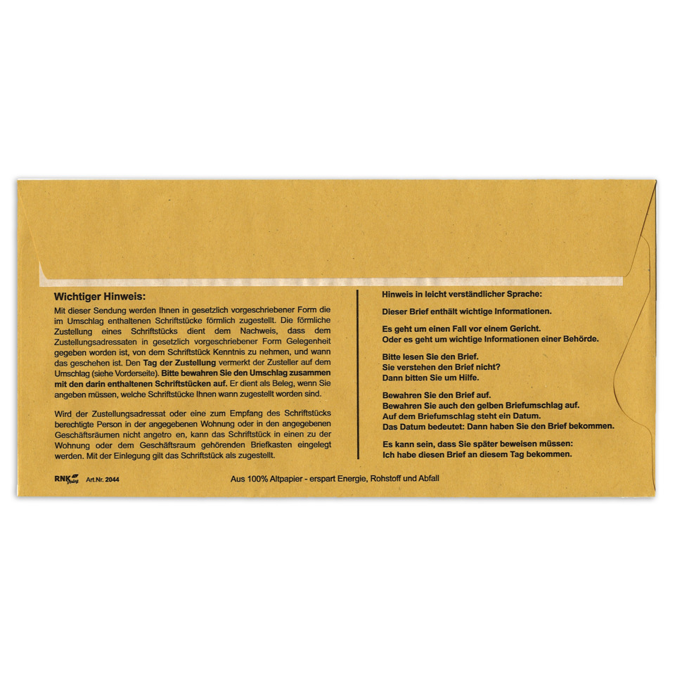 Postkarte, Kraftpapier, braune Briefumschlag, Anleitungstext, Deutsches Merkblatt