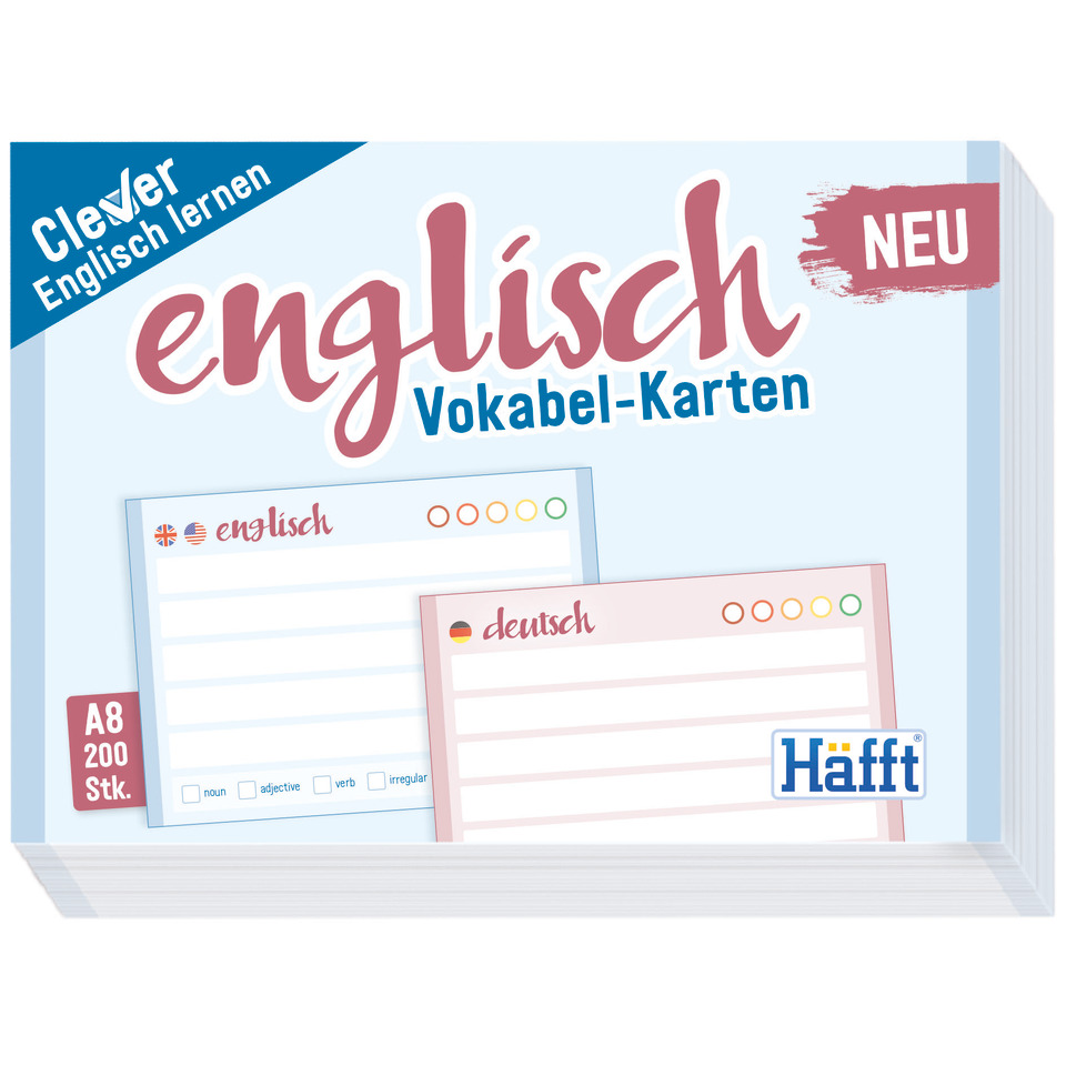 englisch, Vokabelkarten, Lernkarten, A8 200, Lernwerkzeug