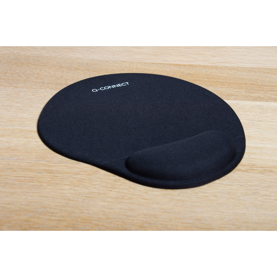 Mauspad, Schreibtischunterlage, runder Pad, schwarz, Q-CONNECT