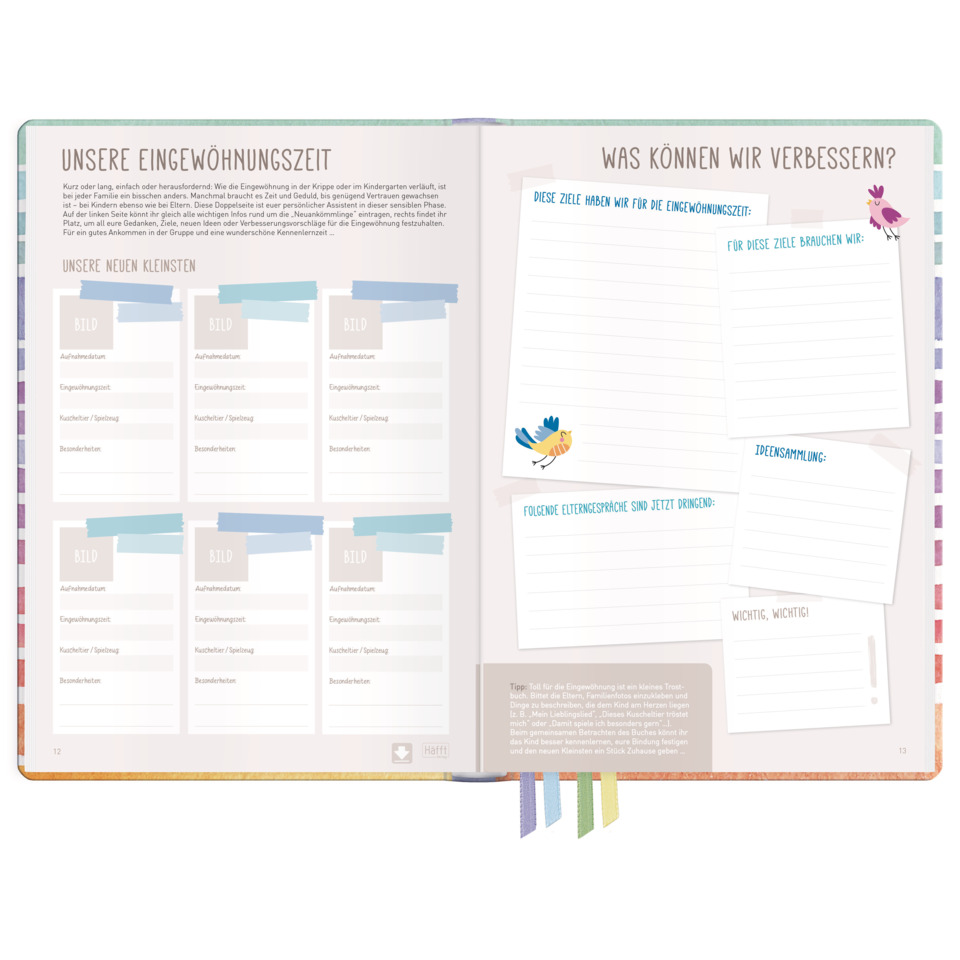 Kinderbuch, Buchlayout, Kinderzeit, Notizseite, Tabs