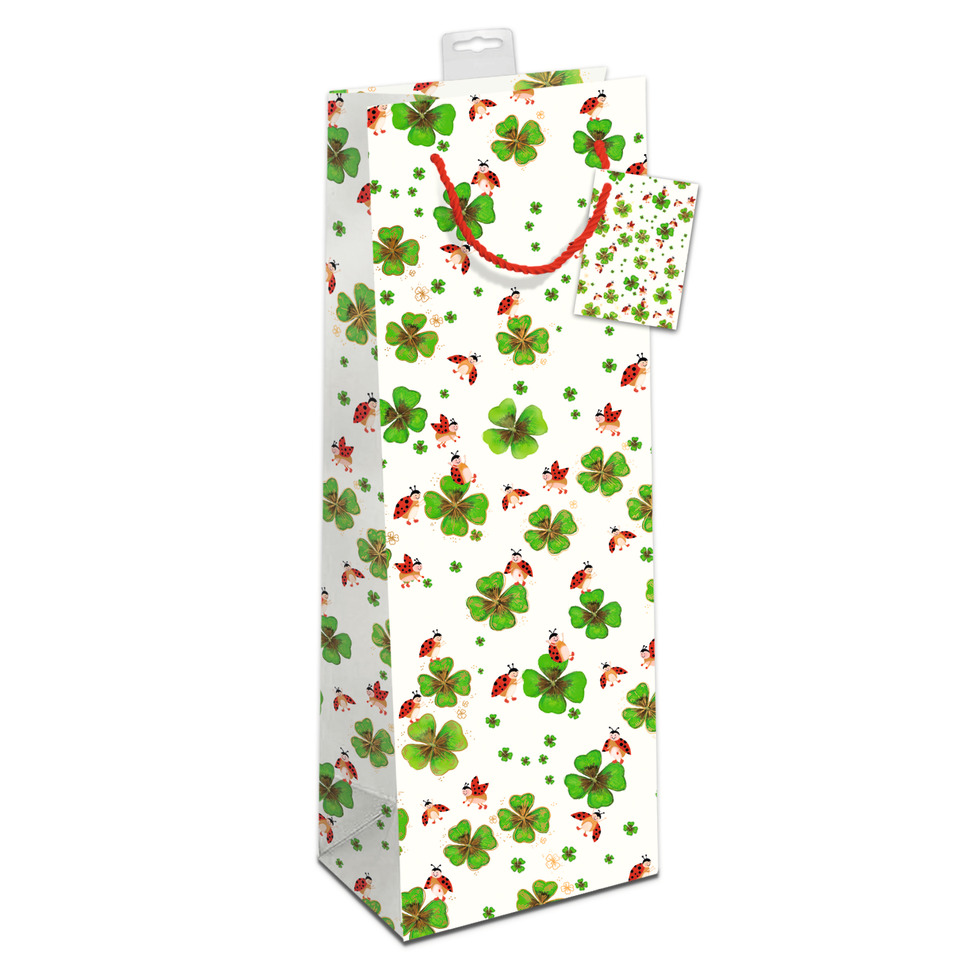 Geschenkverpackung, Tragetasche, Kleeblatt-Muster, Grün, Kleeblatt-Design