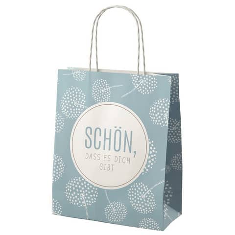 Geschenktragetasche Pusteblume, 22 x 18 x 8cm, hellblau FÜR DICH 991392