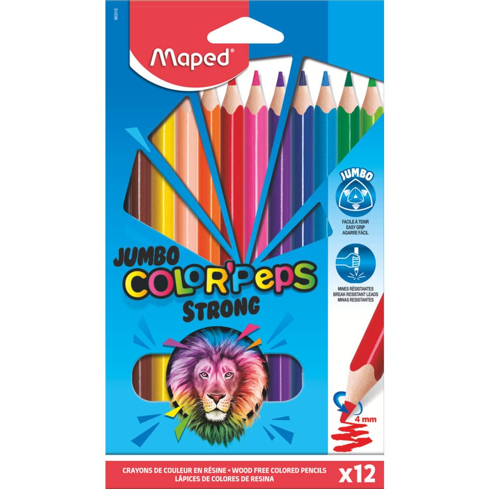 Farbbleistifte, buntstifte, holzfrei, 12 Stifte, Jumbo-Pack