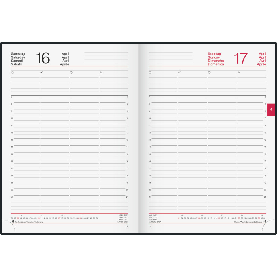 Planer, Kalender, Woche, Zweiblättige Doppelseite, Seiten