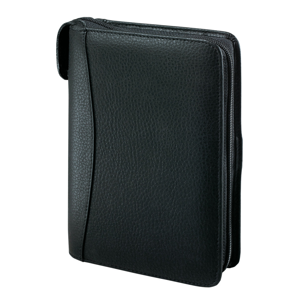 handbag, wallet, pocket organizer, zippered case, black leather