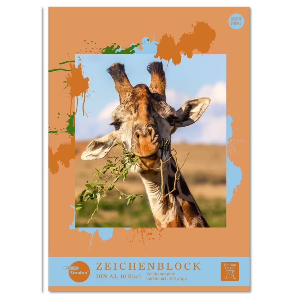 Giraffe, Giraffenkopf, Blatt Papier, Kunstblock, Tiermotiv