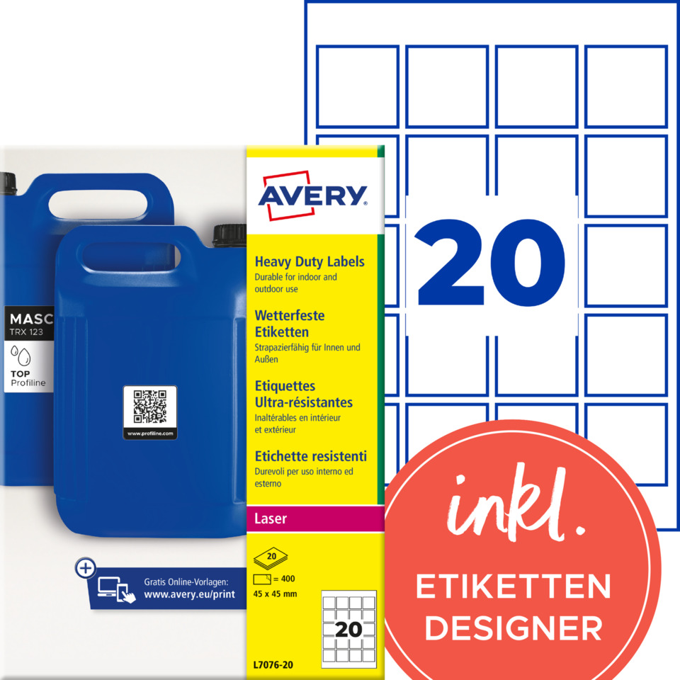 bluee plastic jerry cans, container, label printer, avery labels, laser labels