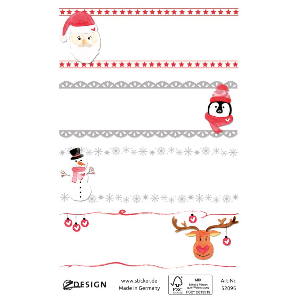 Weihnachtsdeko, Santa, Schneemann, Rentier, Streifenmuster