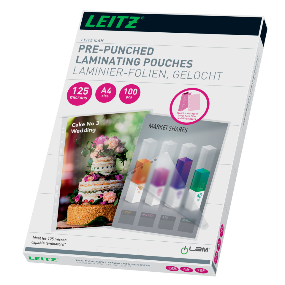 Laminierfolien, Pouches, Pre-punched, 125 Mikron, 100 Stück