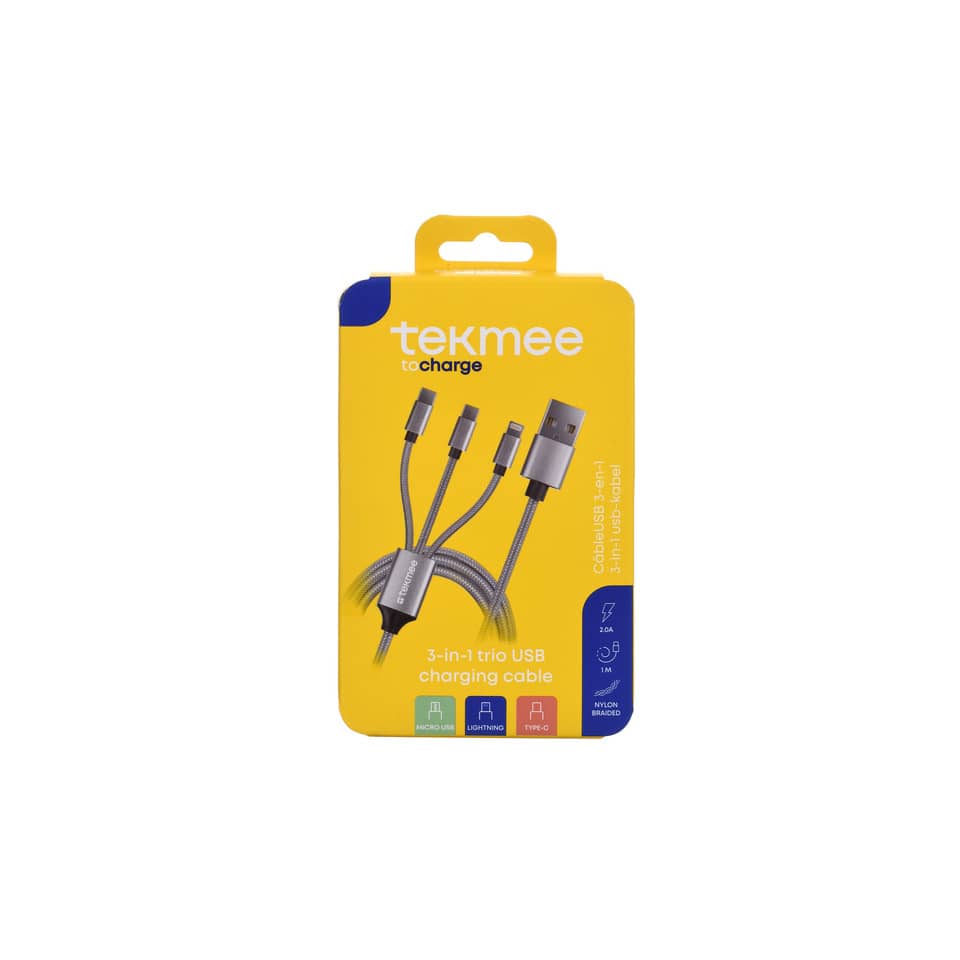USB-Kabel, 3-in-1, Ladekabel, geflechtet, Nylon