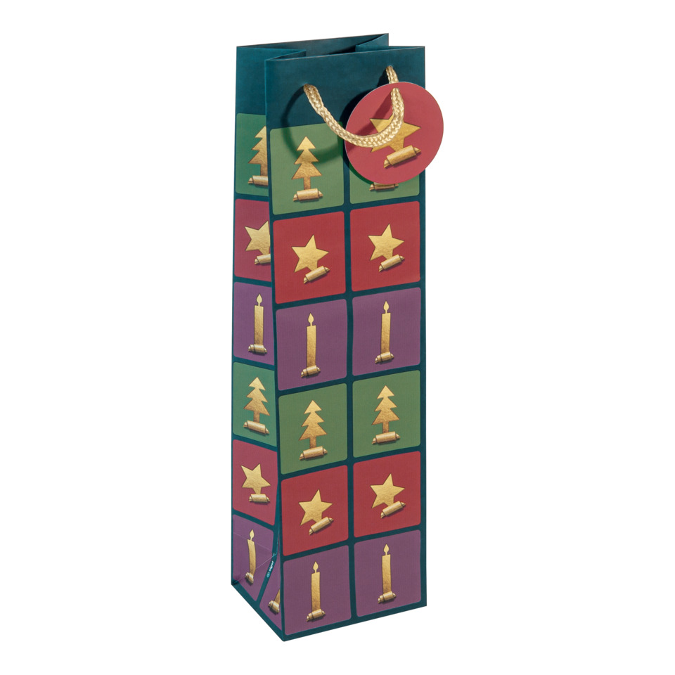 Geschenkverpackung, Weihnachtsdesign, Kerzenmotiv, Tannenbaum, Quadrat-Muster
