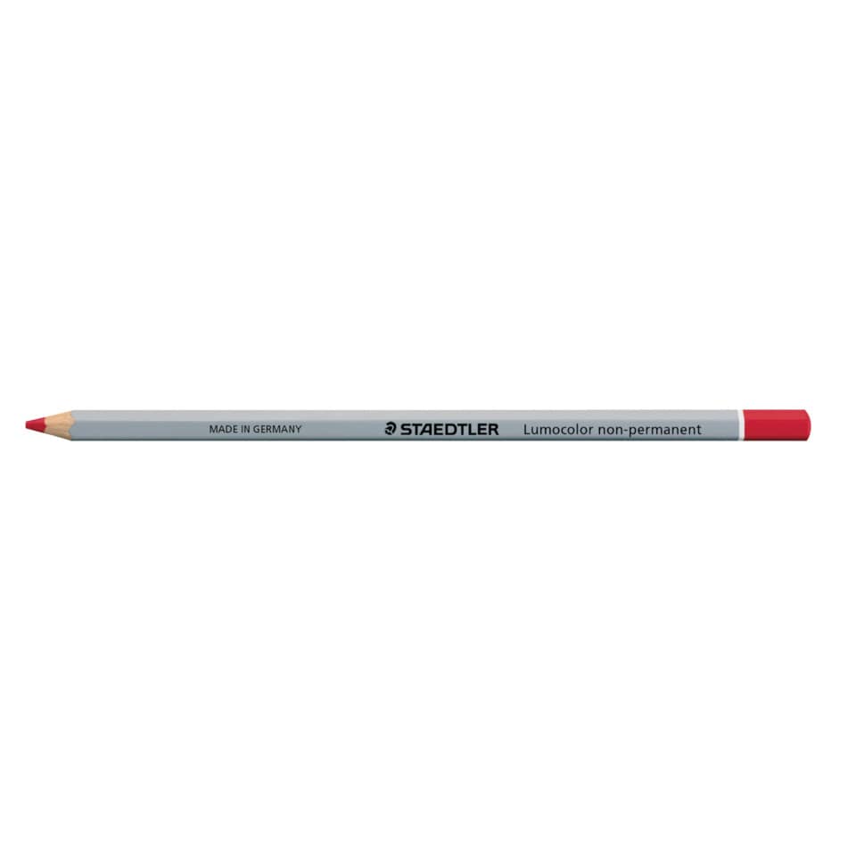 Bleistift, Luminanzstift, nicht permanent, Rot, Graues Holz, Hergestellt in Deutschland