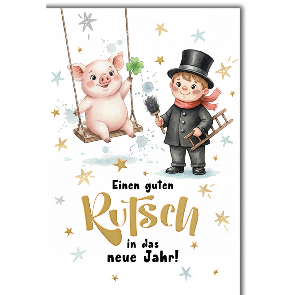 Schweinchen, Schaukeltier, Schaukel, Kleidung?, Neujahrsgruß