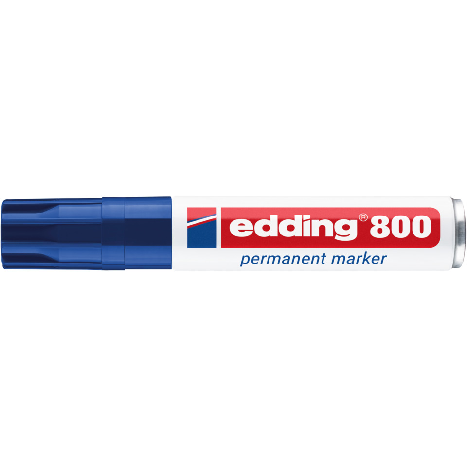 Permanentmarker, Marker, Blaues Deckel, Edding 800, Weiße Gehäuse