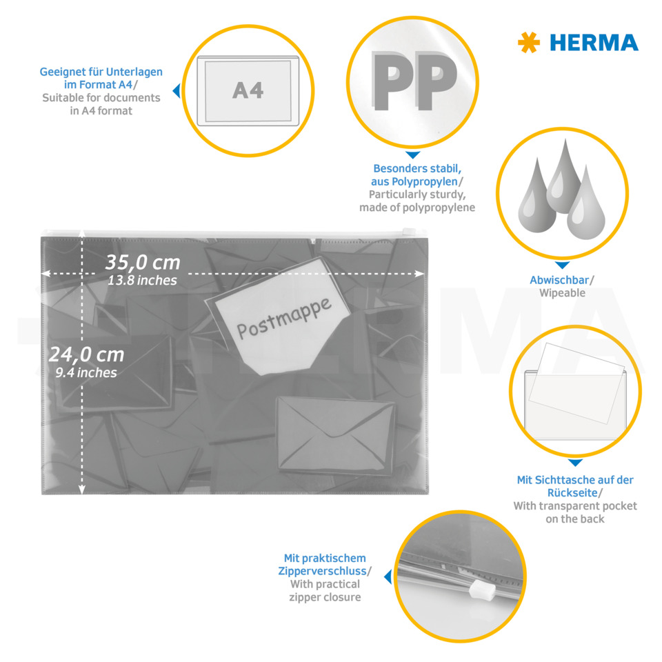 A4-Mappe, Postmappe, PP-Material, Wasserdicht, Transparentetasche