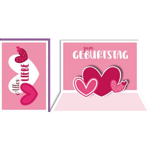 Geburtstagskarte Pop-up Herzen  512625