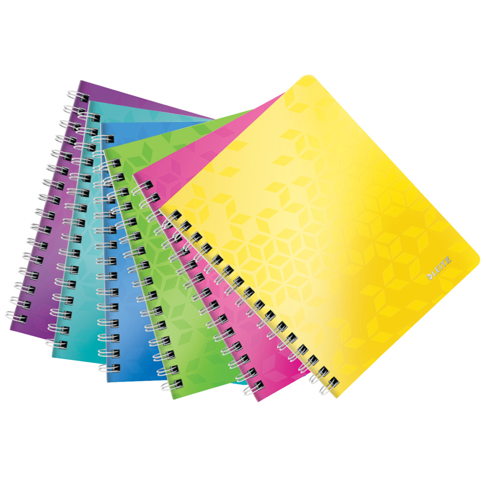 Schulhefter, Spiralheft, Kopierblock, farbige Notizbücher, Notebook-Cover, Notizbuch, Spiralbindung, Kunststoffeinband, Gelb, bunt