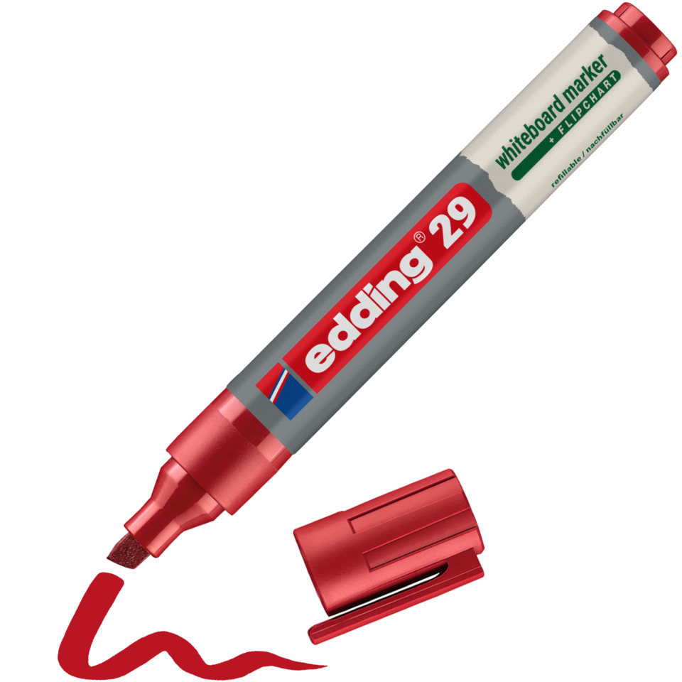 Whiteboard-Marker, Roter Marker, Poster-Marker, Klarspitze Spitzenstift, Edding 29
