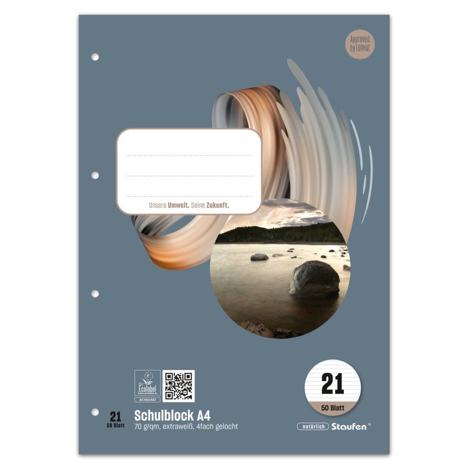 A4 Notizblock, Schulblock, Liniert, Papierstärke, 50 Blatt