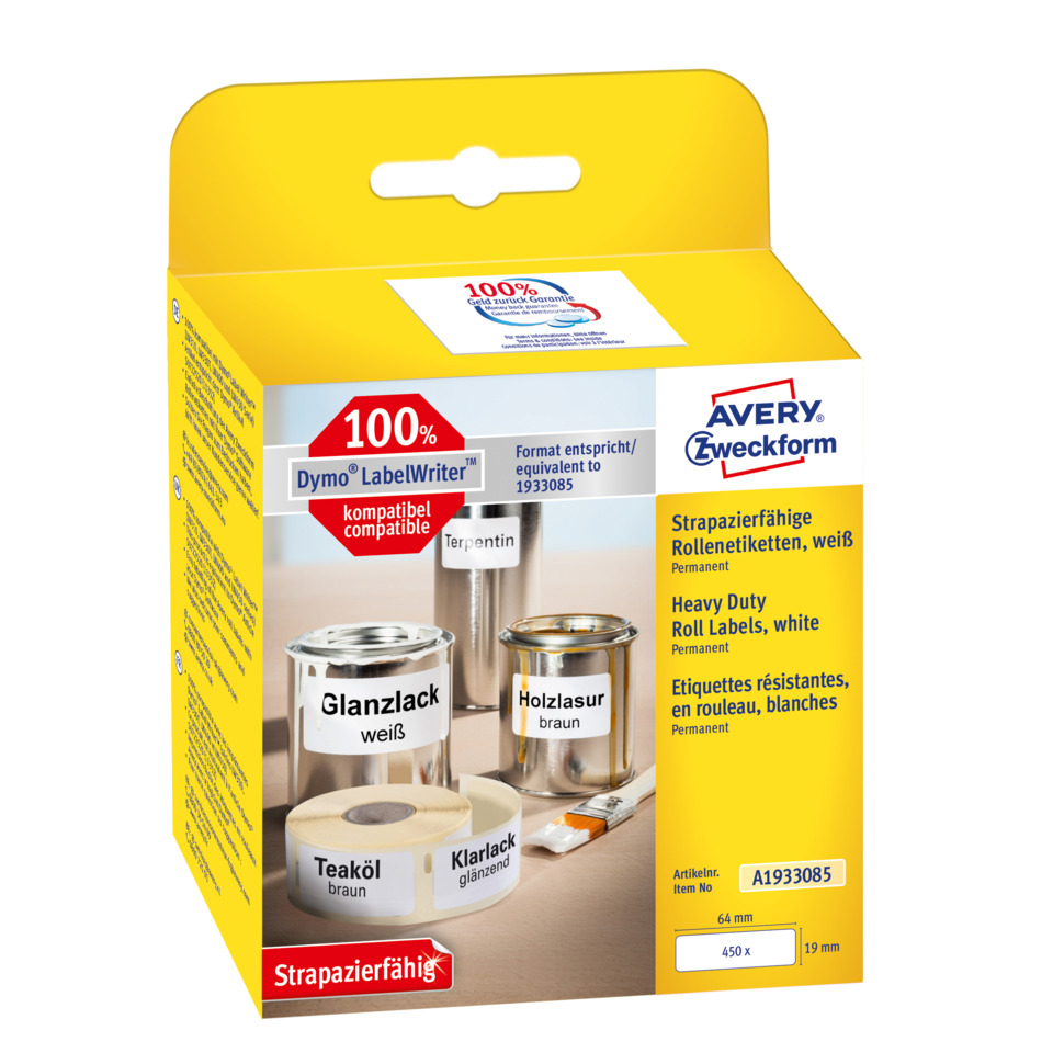 Roll Labels, Paint Can Labels, White Labels, Wood Finish Labels, Permanent Labels, Roll Labels, LabelWriter, Dymo, Holzlasur, Weiß