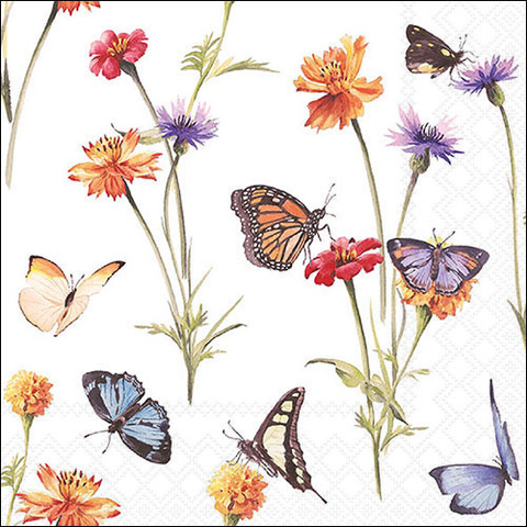 Motivserviette Butterfly garden, 33 x 33 cm, 3-lagig, 20 Stück AMBIENTE 13319335